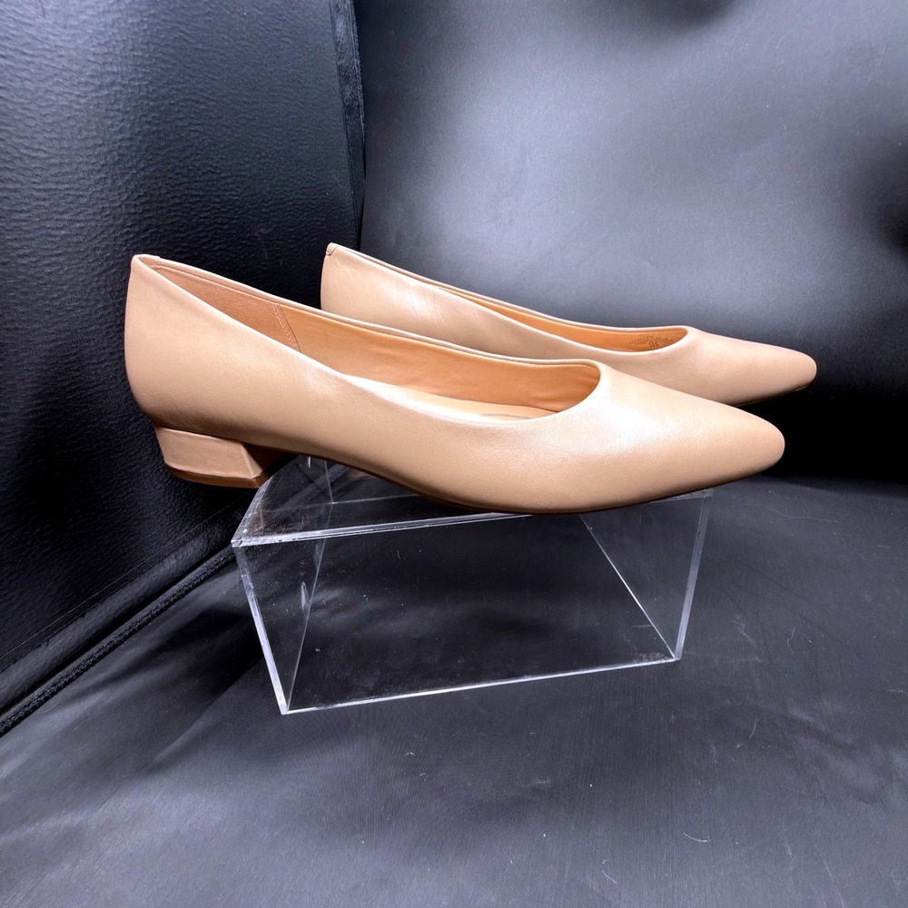 Easy Spirit Womens Light Tan Leather Pointed Toe Low Block Heel Pumps Size 12M